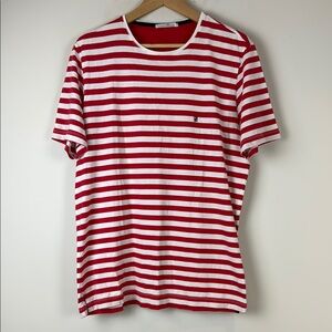 CH Carolina Herrera Red and White Striped Short Sleeve Tee Size Extra Large